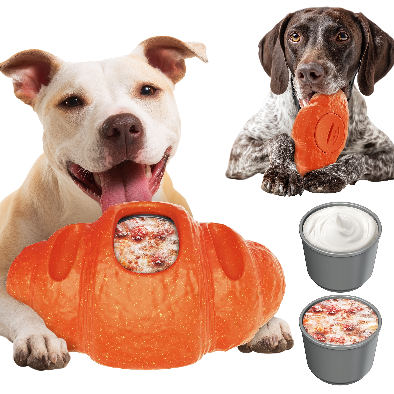 KADTC ALL IN ONE 2 in 1 Croissant ot Durable Fillable & Freeze Chew Dog Toy