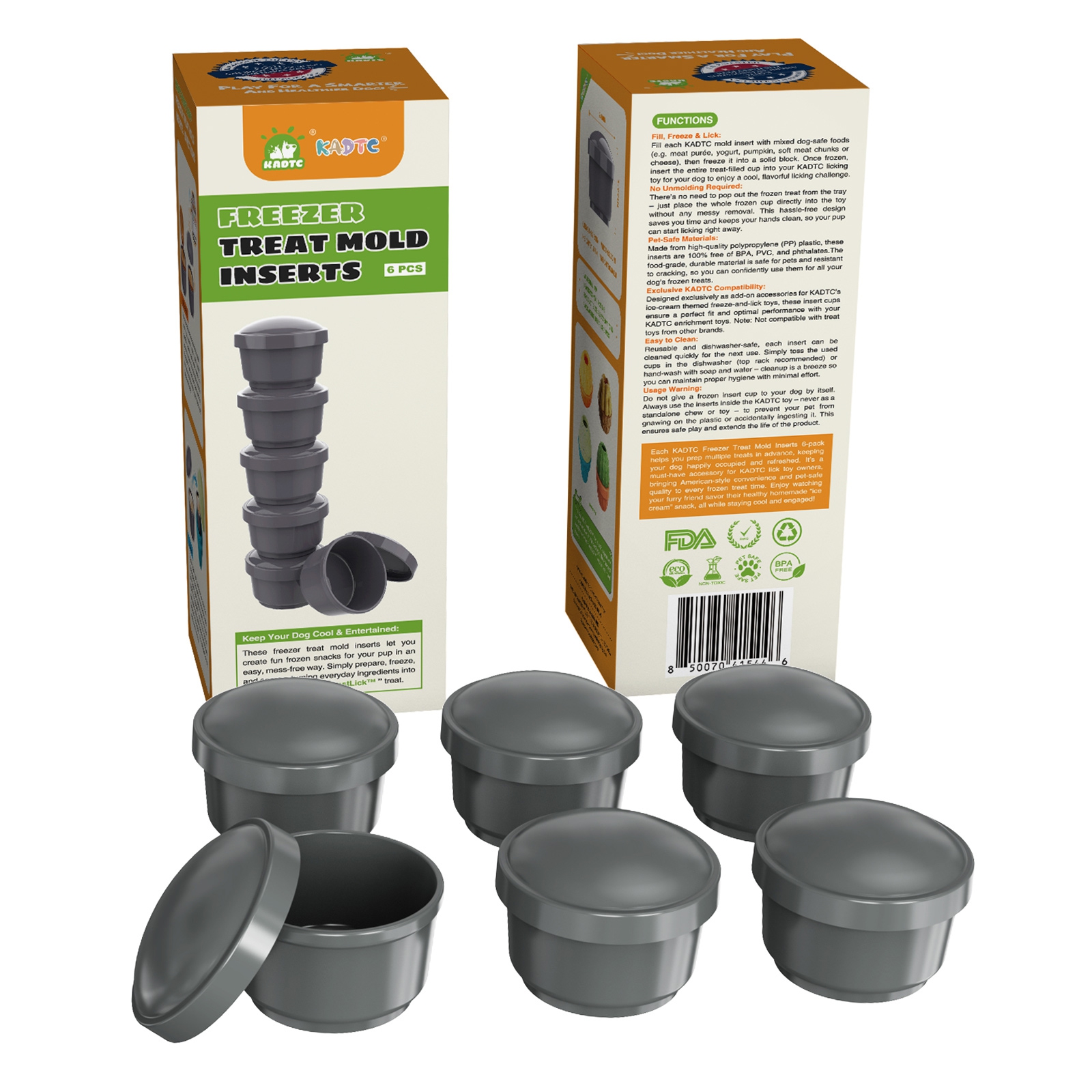 KADTC Dog Lick Toy Freezer Treat Mold Inserts (6-Pack) 