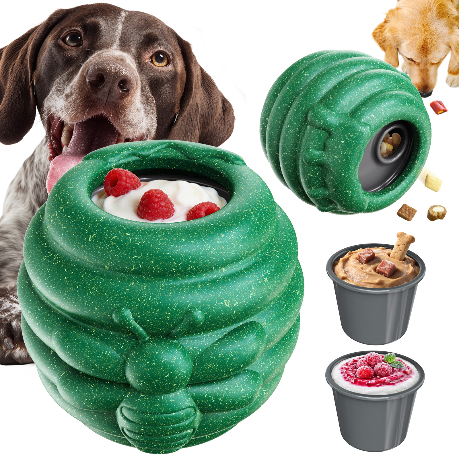 KADTC ALL IN ONE 3 in 1 Honey pot Durable Fillable & Freeze & Treat Dispenser Chew Dog Toy