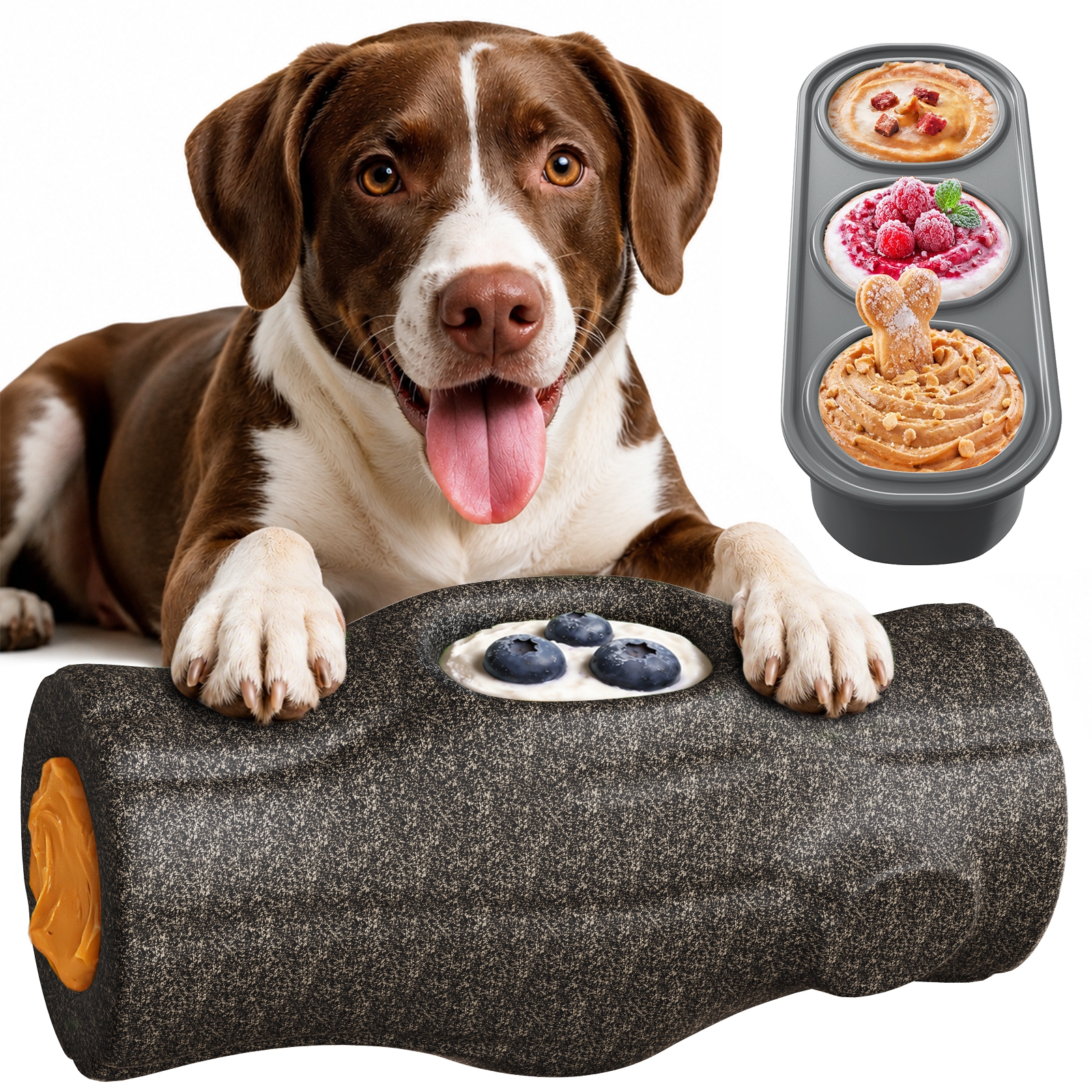 KADTC 3 in 1 X-Large Size Durable Dog Frozen Treat Toy & Chew & Fillable Toy